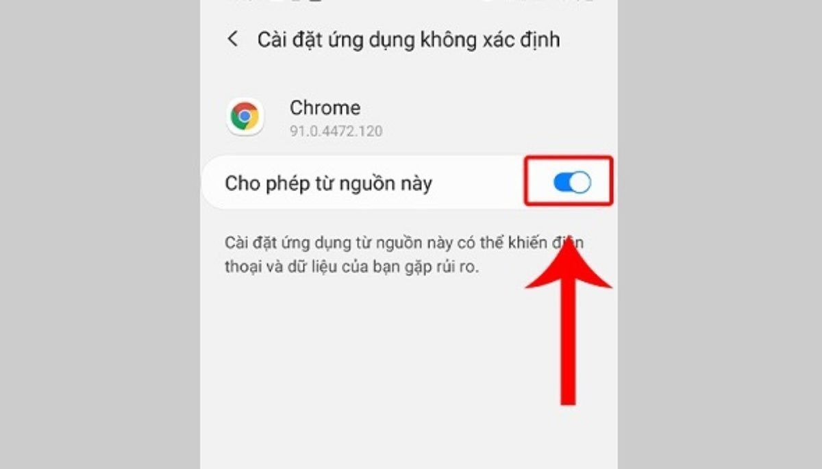 Bật cho phép cài đặt từ nguồn Google