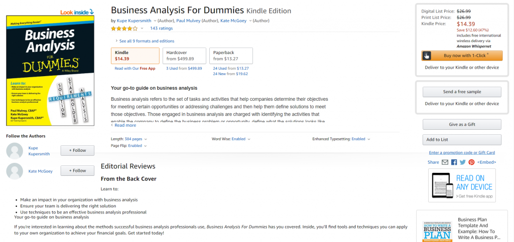 business analysis for dummies ebook free download