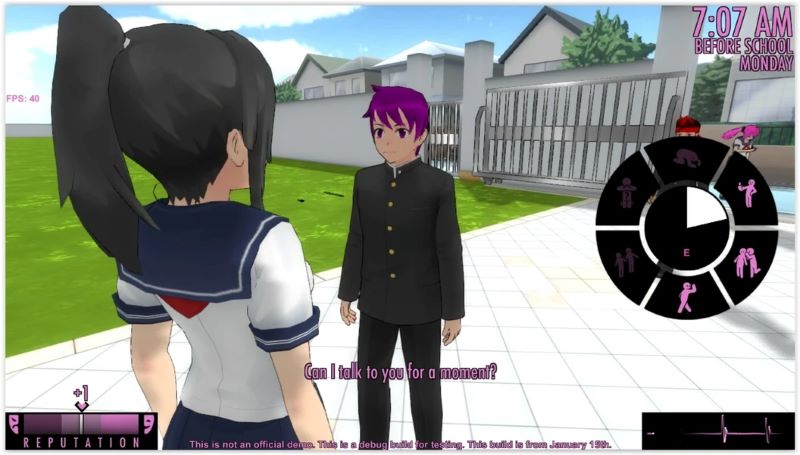 Tương tác với Senpai trong Yandere Simulator Apk